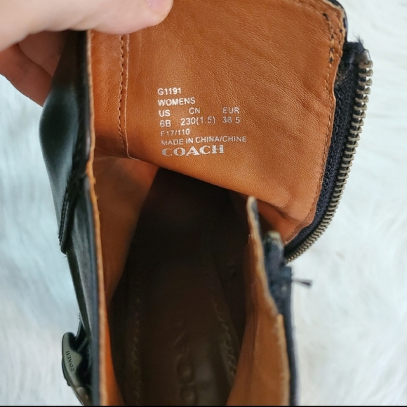 **Coach Sz 6 Black Leather Moto Bootie Ankle Boot - Picture 8 of 8